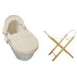Kiddies Kingdom Deluxe White Wicker Moses Basket-Waffle Cream + INCL Stand!
