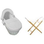 Kiddies Kingdom Deluxe White Wicker Moses Basket-Waffle White + INCL Stand!