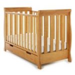 Obaby Lincoln Sleigh Mini Cot Bed Including Underbed Drawer-Country Pine + Free Sprung Mattress Worth 50!