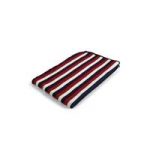 Baroo Striped Knitted Acrylic Pram Blanket-Blue/Red/White
