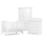 Boori Classic 3 Piece Room Set-White (Cotbed,Changer & Wardrobe) + Free Cotbed Spring Mattress Worth 80!