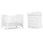 Boori Classic 2 Piece Room Set-White (Cotbed & Changer) + Free Cotbed Spring Mattress Worth 80!