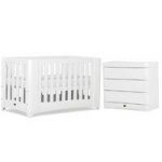 Boori Dawn Expandable 2 Piece Room Set With Conversion Kit-White (Cotbed & Changer) + Free Cotbed Spring Mattress Worth 80!