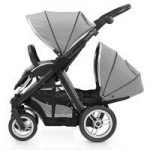 BabyStyle Oyster Max 2 Black Finish Tandem Stroller-Silver Mist