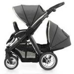 BabyStyle Oyster Max 2 Black Finish Tandem Stroller-Slate Grey