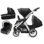BabyStyle Oyster Max 2 Mirror Finish Tandem 3in1 Travel System-Black