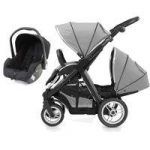 BabyStyle Oyster Max 2 Black Finish Tandem 2in1 Travel System-Silver Mist