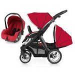 BabyStyle Oyster Max 2 Black Finish Tandem 2in1 Travel System-Tomato
