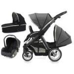 BabyStyle Oyster Max 2 Black Finish Tandem 3in1 Travel System-Slate Grey