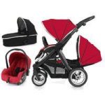 BabyStyle Oyster Max 2 Black Finish Tandem 3in1 Travel System-Tomato
