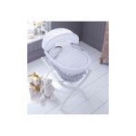 Izziwotnot Grey Wicker Moses Basket-White Gift + Includes WHITE Stand!