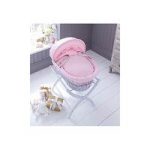 Izziwotnot Grey Wicker Moses Basket-Pink Gift + Includes WHITE Stand!
