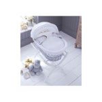 Izziwotnot Grey Wicker Moses Basket-White Premium Gift + Includes WHITE Stand!