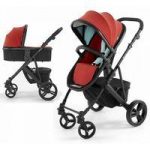 Tutti Bambini Riviera Plus Black Frame 2in1 Pram System-Coral Red/Aqua (Pushchair + Carrycot)