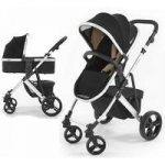 Tutti Bambini Riviera Plus Silver Frame 2in1 Pram System-Black/Taupe (Pushchair + Carrycot)
