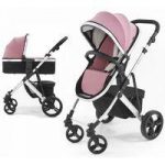 Tutti Bambini Riviera Plus Silver Frame 2in1 Pram System-Dusty Pink/Cool Grey (Pushchair + Carrycot)