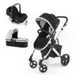 Tutti Bambini Riviera Silver 3 in1 Travel System-Black/Cool Grey (Pushchair + Carrycot + Car seat)