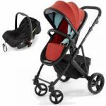 Tutti Bambini Riviera Plus Black Frame 2in1 Travel System-Coral Red/Aqua (Pushchair + Car seat)