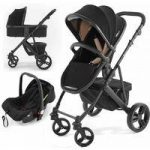 Tutti Bambini Riviera Plus Black Frame 3in1 Travel System-Black/Taupe (Pushchair + Carrycot + Car seat)