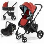 Tutti Bambini Riviera Plus Black Frame 3in1 Travel System-Coral Red/Aqua (Pushchair + Carrycot + Car seat)