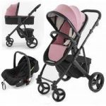 Tutti Bambini Riviera Plus Black Frame 3in1 Travel System-Dusty Pink/Cool Grey (Pushchair + Carrycot + Car seat)