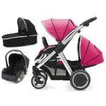 BabyStyle Oyster Max 2 Mirror Finish Tandem 3in1 Travel System-Pink