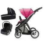 BabyStyle Oyster Max 2 Black Finish 3in1 Travel System-Hot Pink