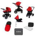 Ickle Bubba Stomp V3 Black Frame All-in-one Travel System With Isofix Base-Red