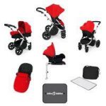 Ickle Bubba Stomp V3 Silver Frame All-in-one Travel System With Isofix Base-Red