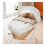 IzziWotNot Light Wicker Moses Basket-Cream Gift + Free Stand! + INCL Stand!