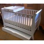 IzziWotNot Bailey Sleigh Cotbed-White + Cot Top Changer & Drawer!
