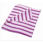 Baroo Striped Knitted Acrylic Pram Blanket-Pink/White
