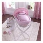 Izziwotnot White Wicker Moses Basket-Pretty Pink Gift + Stand