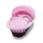 Izziwotnot Dark Wicker Moses Basket-Pretty Pink Gift